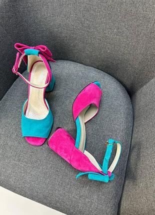 Босоніжки жіночі з натуральної італійської шкіри та замші жіночі8 фото