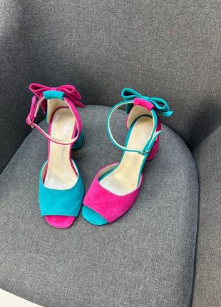 Босоніжки жіночі з натуральної італійської шкіри та замші жіночі9 фото