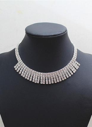 Колье с кристаллами брендовая бижутерия