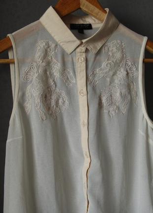 Легкая блуза без рукавов с красивой вышивкой от top shop2 фото