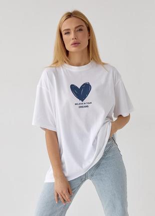 Женская oversize футболка с сердечком 🤍3 фото