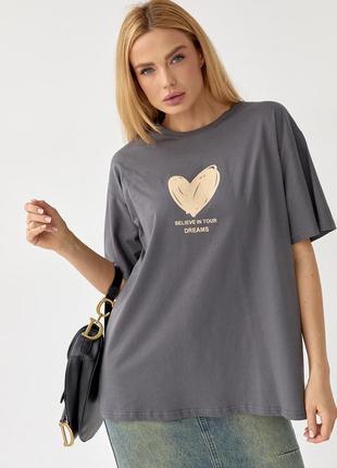 Женская oversize футболка с сердечком 🤍8 фото