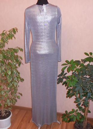 Довге вечірнє плаття срібло3 фото