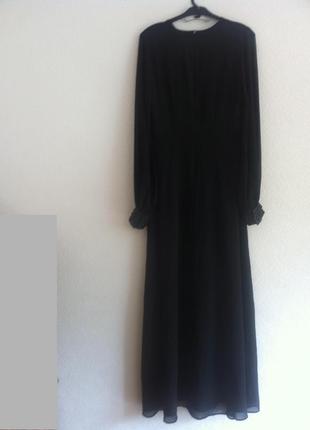 Платье новое вечернее шифоновое с бисером черное размер evr 34/383 фото
