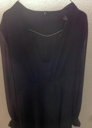 Платье новое вечернее шифоновое с бисером черное размер evr 34/385 фото