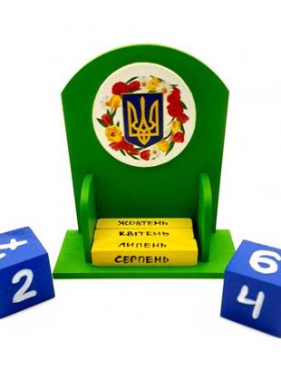 Вічний календар "квітуха україна" (155х142х60 мм),дерев'яний призначений вручну