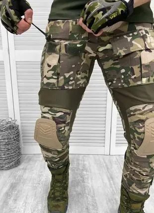 Тактичні весняні штани мультикам із наколінниками, військові штани мультикам для зсу2 фото