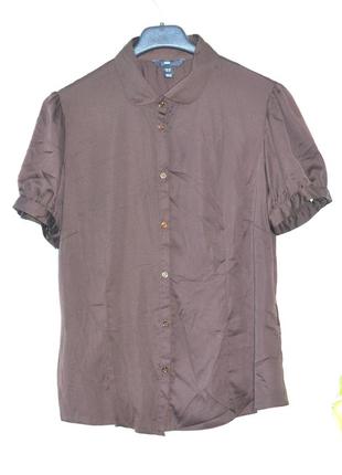 Шелковистая атласная   рубашка 🍫 шоколадного цвета1 фото