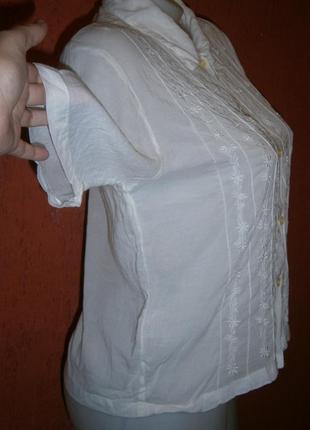 Нежная винтаж белая блузка с вышивкой цветы хлопок вискоза короткий рукав2 фото