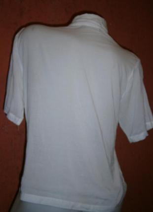 Нежная винтаж белая блузка с вышивкой цветы хлопок вискоза короткий рукав3 фото