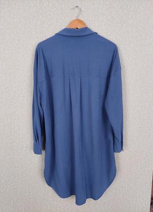 Подовжена сорочка плаття- рубашка massimo dutti вільного крою оверсайз сорочка плаття3 фото