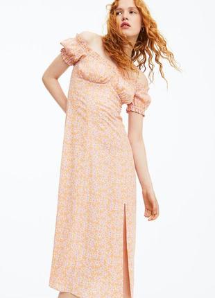 Платье с приспущенными плечами и цветочным принтом h&m2 фото