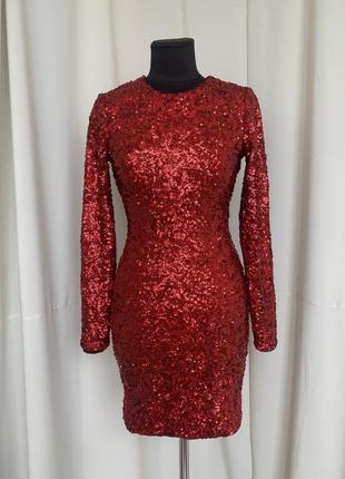Красное платье в пайетки с открытыми лопатками диско4 фото
