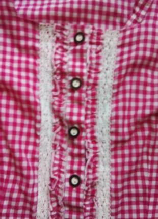 Новая   баварская тирольская блуза в клетку октоберфест6 фото