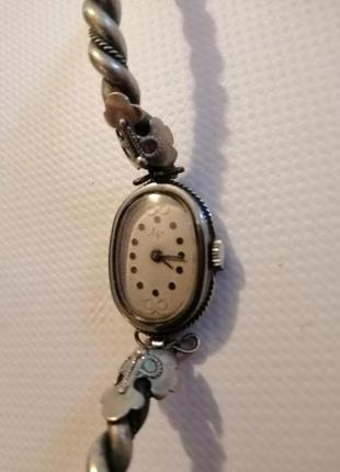 Часы женские луч мельхиор филигрань с браслетом механика ссср.3 фото