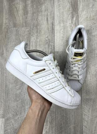 Adidas super star кроссовки оригинал белые 43 размер кожаные