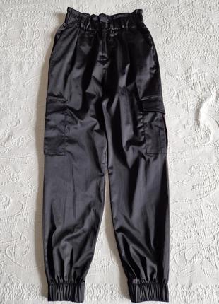Женские черные штаны с карманами джогеры zara  снизу на резинке5 фото