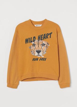 Кофта толстовка світшот светр із сильно заниженою лінією плечей h&m леопард