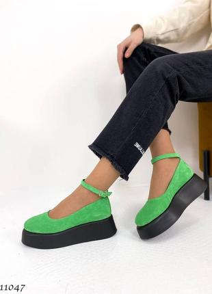 Туфельки на танкетке =netti=
цвет: green, натуральная замша2 фото