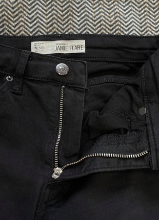 Topshop jamie flare джинсы клеш от колена черные6 фото