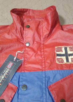 Куртка чоловіча оригінальна napapijri original льняна вощєна червона нова l2 фото