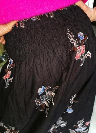 Шаровары алладины коттон хлопок в принт цветы сальвары штаны на резинке брюки летние4 фото