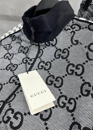 Костюм спортивний в стилі gucci коричневий сірий мастерка на молнії4 фото