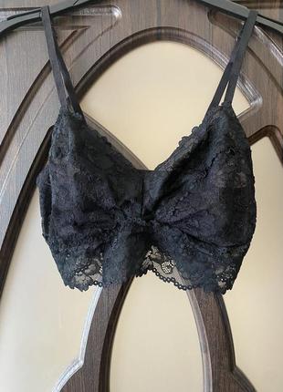 Шикарный, ажурный, топ, бра, черного цвета, от бренда: m&amp;s 👌