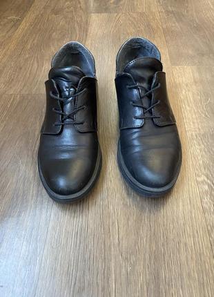 Туфли челси ботинки со шнурками черные кожаные1 фото