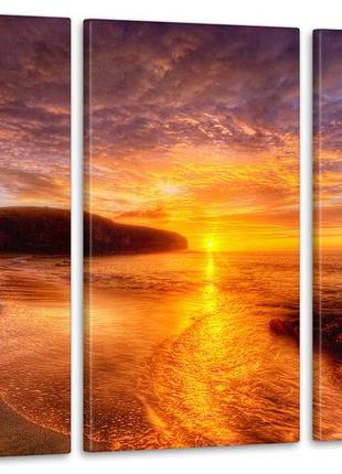 Модульна картина захід сонця на пляжі (53х100см) аrt-233_3а