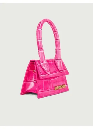 Сумка jacquemus le chiquito mini leather bag fuchsia однотонная фуксия кэжуал3 фото