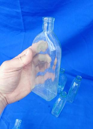 Плоская бутылка для хранения декора советская ссср с узким горлышком медицинская аптечная фляжка фляга банка7 фото
