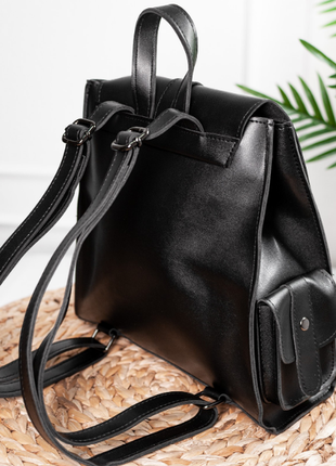 Шкіряний міський рюкзак-сумка з бічними кишенями 2 кольори6 фото