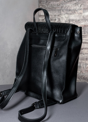 Кожаный городской сумка-рюкзак с фактурной вставкой питон3 фото