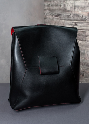 Кожаный городской рюкзак-сумка с петлицей классика 2 цвета4 фото