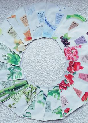 Тканинні маски для обличчя від mizon joyful time essence aurora mask (16 видів)2 фото