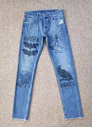 Asos grunge prints джинси з принтом skinny оригінал (w32 l32) упоряд.ідеал