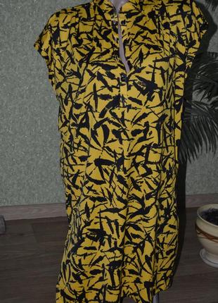 Яскраве стильне плаття - туніка в жовто - чорний принт