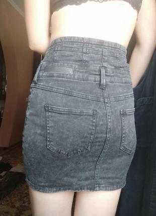 Юбка джинсовая черная4 фото