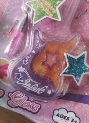Набор детский блеск для губ (3 блеска + кисточка) набор подарка для девочки magical unicorn3 фото