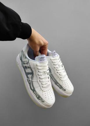 Мужские кроссовки кожаные nike air force 1 low skeleton white #найк