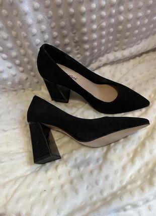 Женские черные замшевые туфли лодочки angelo vera2 фото