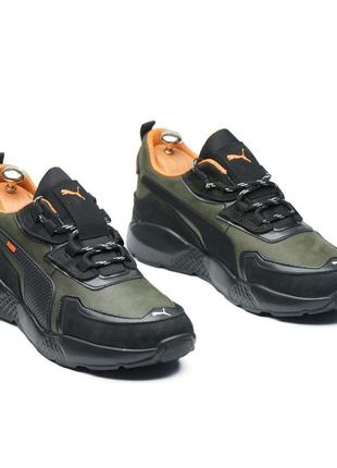 Кроссовки мужские кожаные puma st runner хаки1 фото