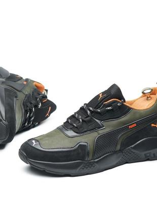 Кроссовки мужские кожаные puma st runner хаки5 фото