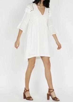 Белое платье вискоза платье с прошвой литая sandro suncoo paris