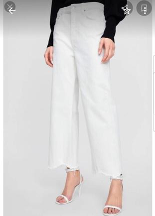 Zara білі укорочені джинси кюлоти2 фото
