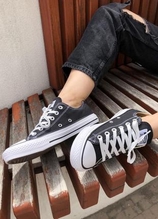 Converse all star low black жіночі класичні чорні кеди конверс весна літо низькі женские черные низкие кеды лето деми