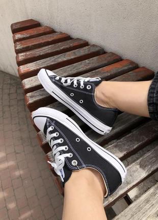 Converse all star low black жіночі класичні чорні кеди конверс весна літо низькі женские черные низкие кеды лето деми10 фото