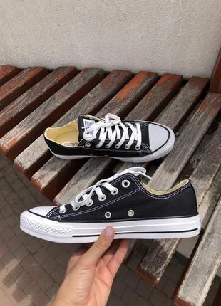 Converse all star low black жіночі класичні чорні кеди конверс весна літо низькі женские черные низкие кеды лето деми4 фото