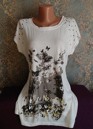 Женская футболка с разрезами на спине хлопок  р.44/46/48 блузка блуза1 фото